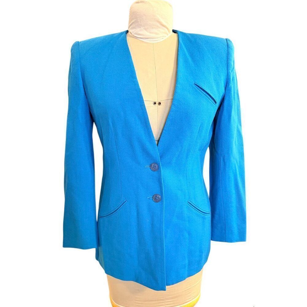 Kasper Vintage Long Blazer Sz. 6 Lined 2-Button Front Wool Career